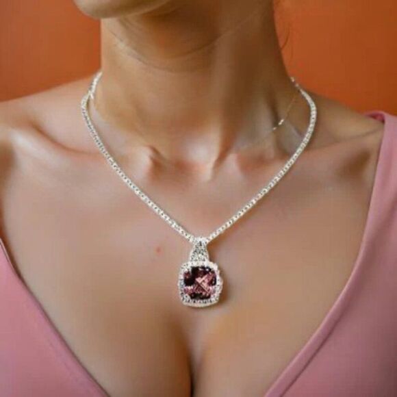 Diamond Rubellite Tourmaline Necklace 5.47 CT 18k Gold Certified $5,590 921150 - Picture 4 of 17